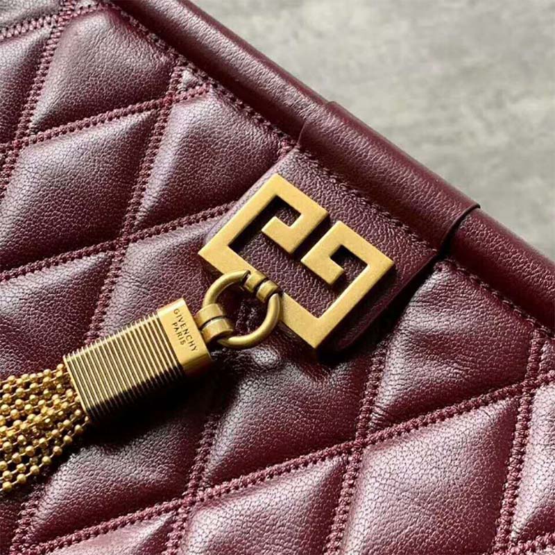 Givenchy Women Medium Gem Bag In Diamond Quilted Leather-Maroon - image 5