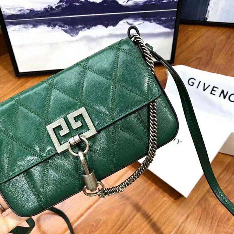 Givenchy Women Mini Pocket Bag in Diamond Quilted Leather-Green - image 7