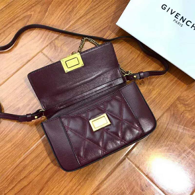 Givenchy Women Mini Pocket Bag in Diamond Quilted Leather-Maroon - image 6