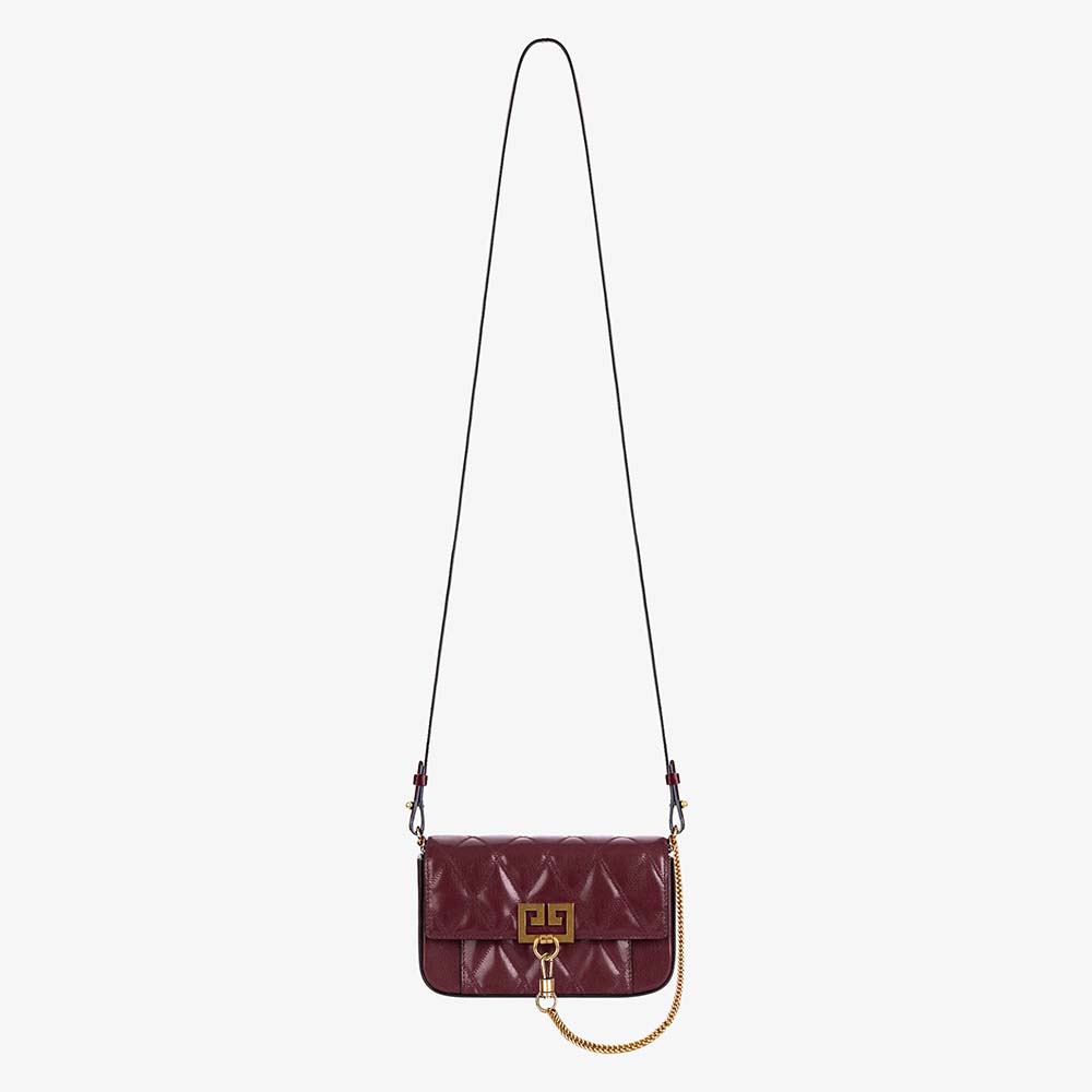 Front view of Givenchy Women Mini Pocket Bag in maroon leather