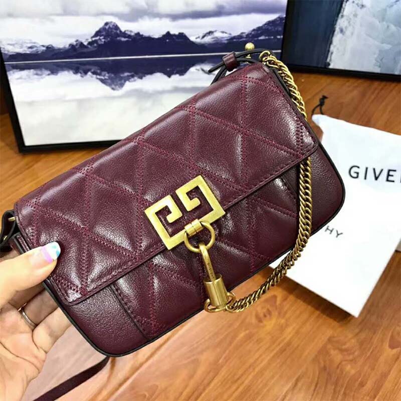 Givenchy Women Mini Pocket Bag in Diamond Quilted Leather-Maroon - image 4