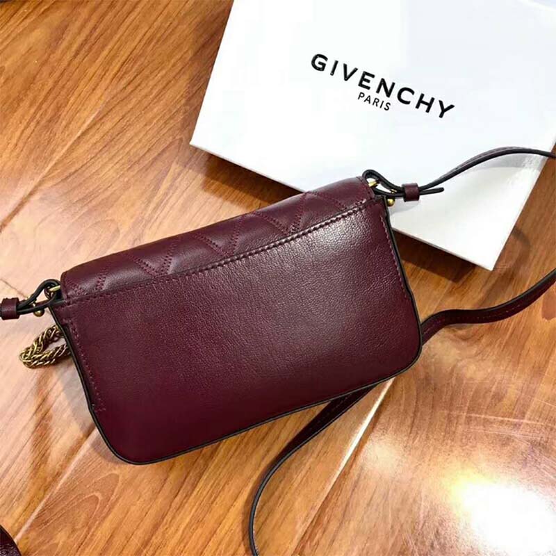 Givenchy Women Mini Pocket Bag in Diamond Quilted Leather-Maroon - image 7