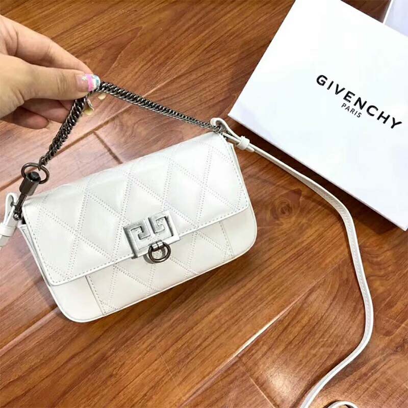 Side angle showing compact silhouette of Givenchy Women Mini Pocket Bag