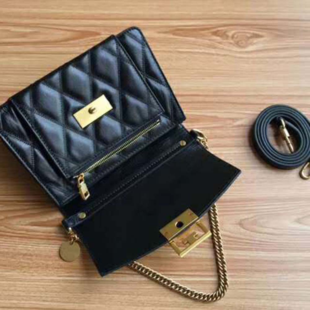Givenchy Women Small GV3 Bag in Diamond Quilted Leather-Black - image 4