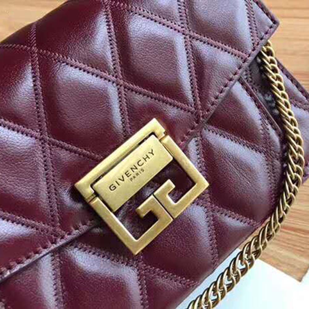 Givenchy Women Small GV3 Bag in Diamond Quilted Leather-Maroon - image 5