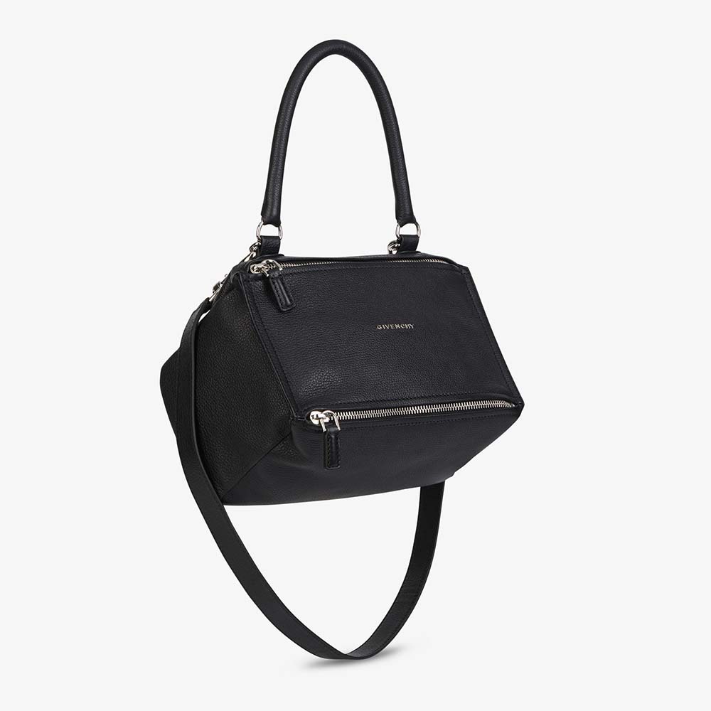 Front view of Givenchy Women Small Pandora Bag in Grained Leather-Black