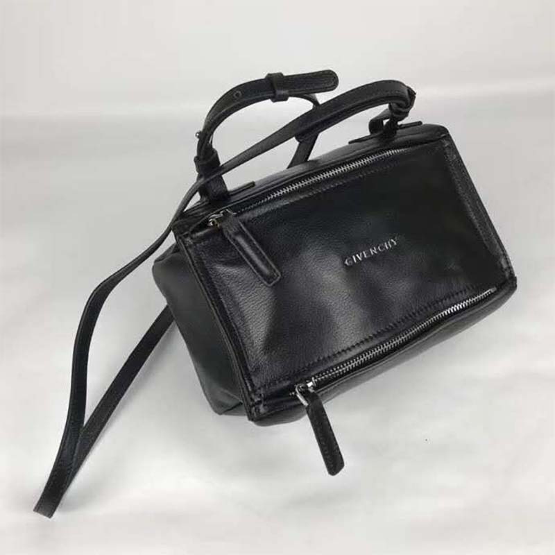 Side profile highlighting texture of Givenchy Women Small Pandora Bag in Black