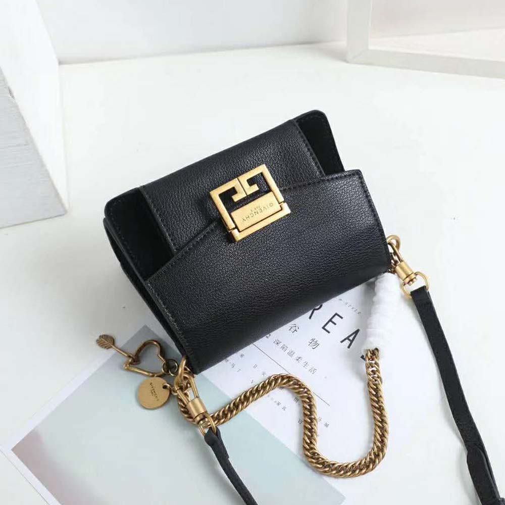 Side angle showing leather and suede texture of Givenchy Women Two-Toned Medium GV3 Bag