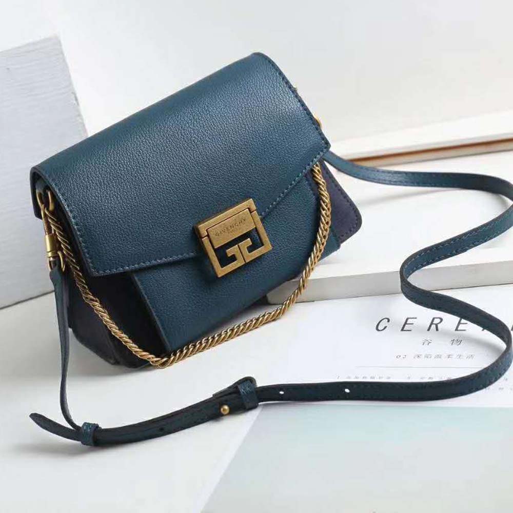 Side angle showing texture contrast on Givenchy Women Two-Toned Medium GV3 Bag