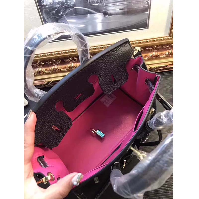 Hermes Birkin 25 Bag in Togo Leather with Gold Hardware-Black - image 9