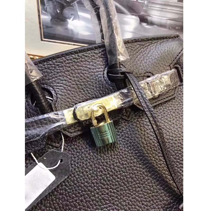 Hermes Birkin 25 Bag in Togo Leather with Gold Hardware-Black - image 7