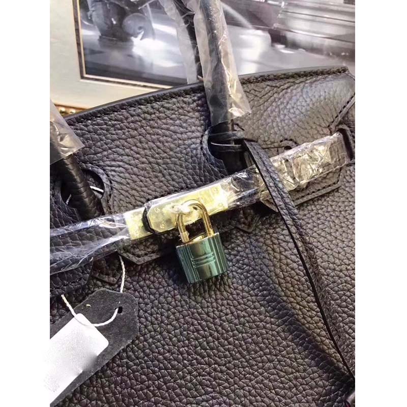 Hermes Birkin 25 Bag in Togo Leather with Gold Hardware-Black - image 6