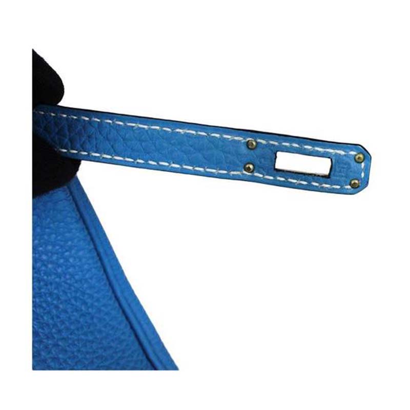 Hermes Birkin 25 Bag in Togo Leather with Silver Hardware-Blue - image 7