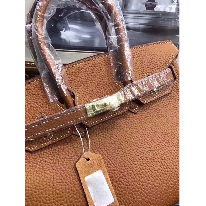 Hermes Birkin 25 Bag in Togo Leather with Gold Hardware-Brown - image 7