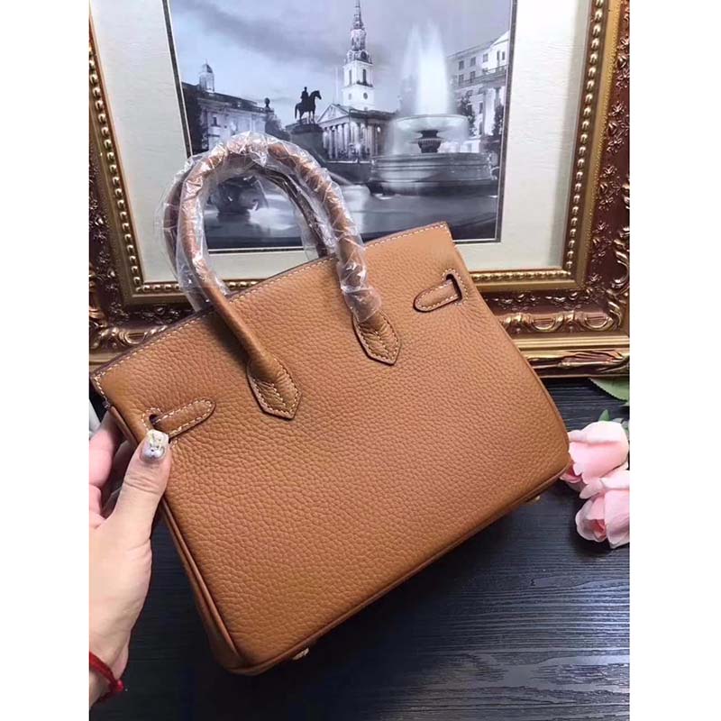 Hermes Birkin 25 Bag in Togo Leather with Gold Hardware-Brown - image 6