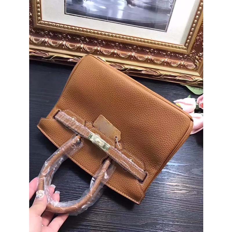 Hermes Birkin 25 Bag in Togo Leather with Gold Hardware-Brown - image 5