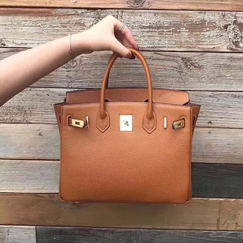 Side profile showing silhouette of Hermes Birkin 25 Bag in rich brown