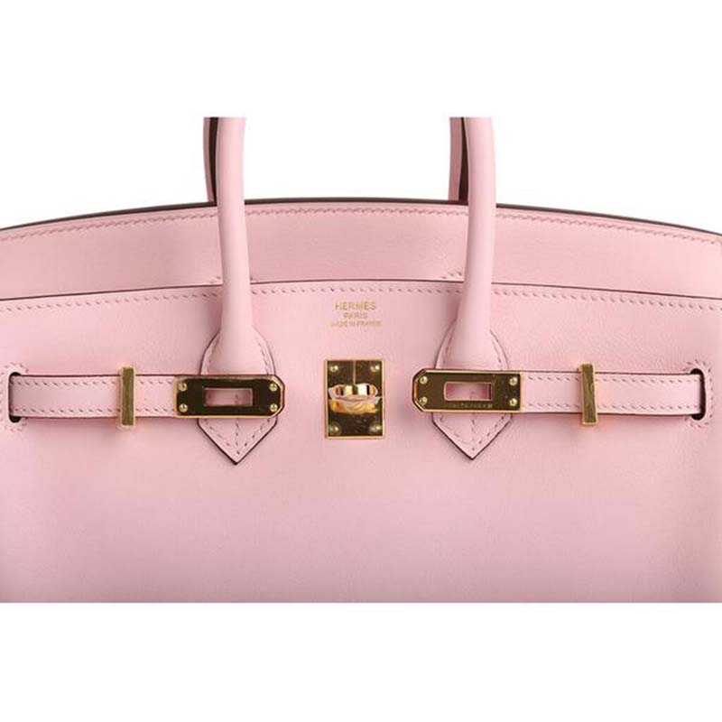 Hermes Birkin 25 Bag in Togo Leather with Gold Hardware-Pink - image 6