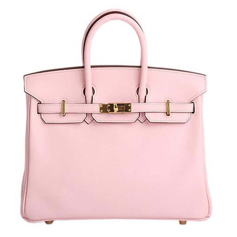 Front view of Hermes Birkin 25 Bag in Pink Togo leather with gold hardware