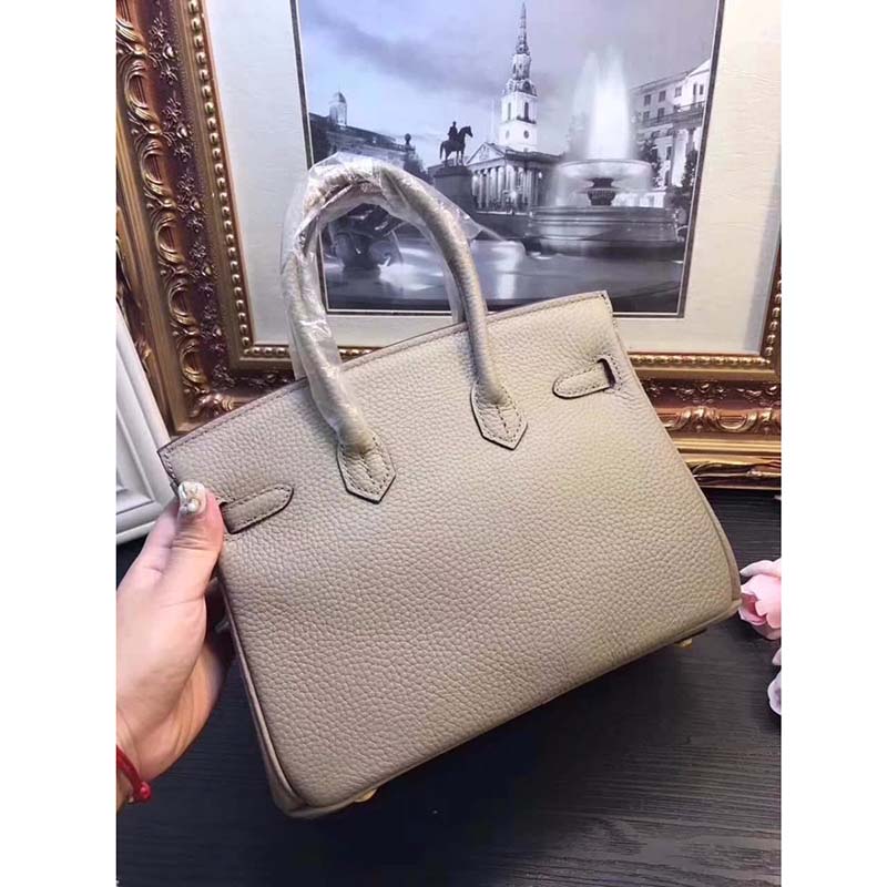 Side profile of Hermes Birkin 25 Bag in Togo Leather with structured silhouette