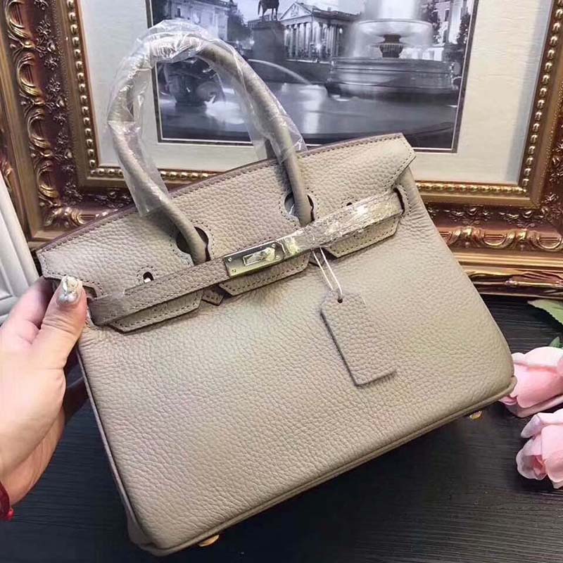 Hermes Birkin 25 Bag in Togo Leather with Gold Hardware-Grey - image 5