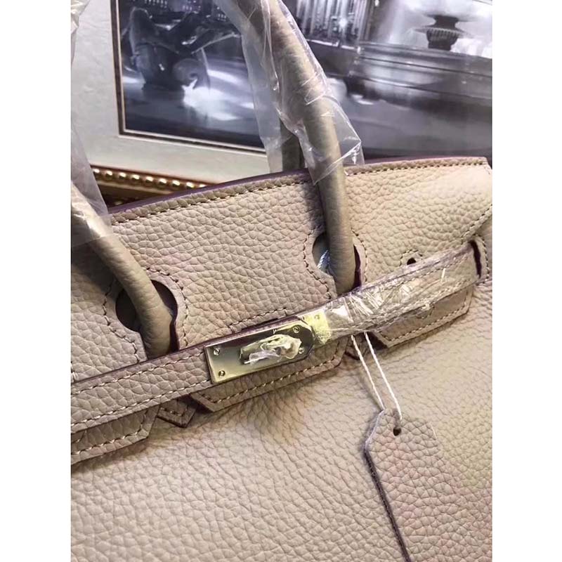 Hermes Birkin 25 Bag in Togo Leather with Gold Hardware-Grey - image 7