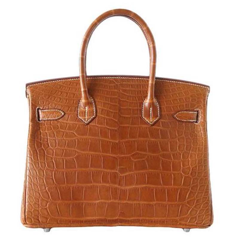 Side view showing silhouette of Hermes Birkin 30 Bag in Alligator Leather