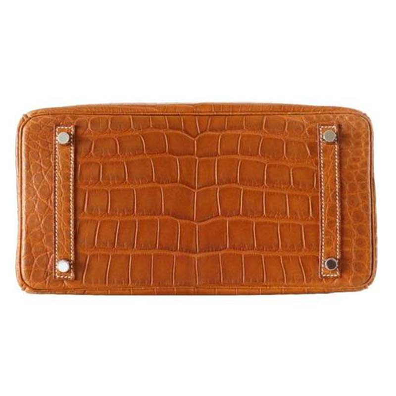 Hermes Birkin 30 Bag in Alligator Leather with Gold Hardware-Brown - image 6
