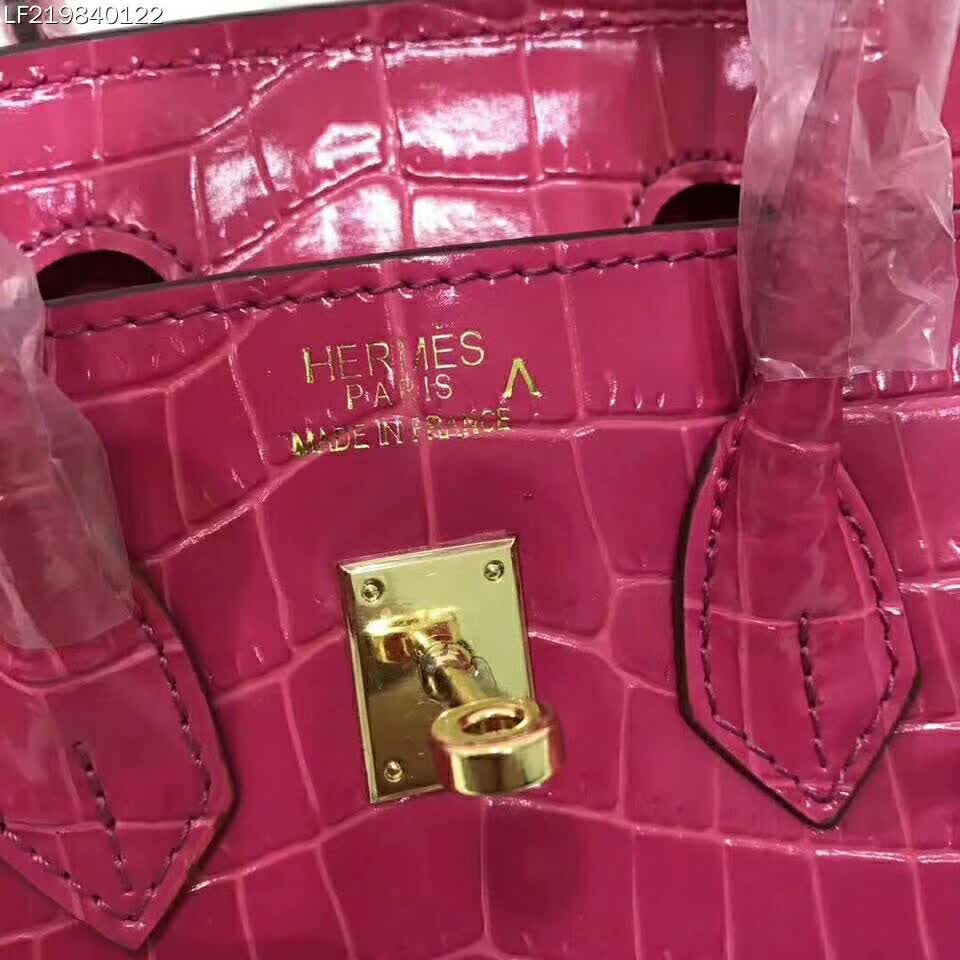 Hermes Birkin 30 Bag in Alligator Leather with Gold Hardware-Pink - image 8