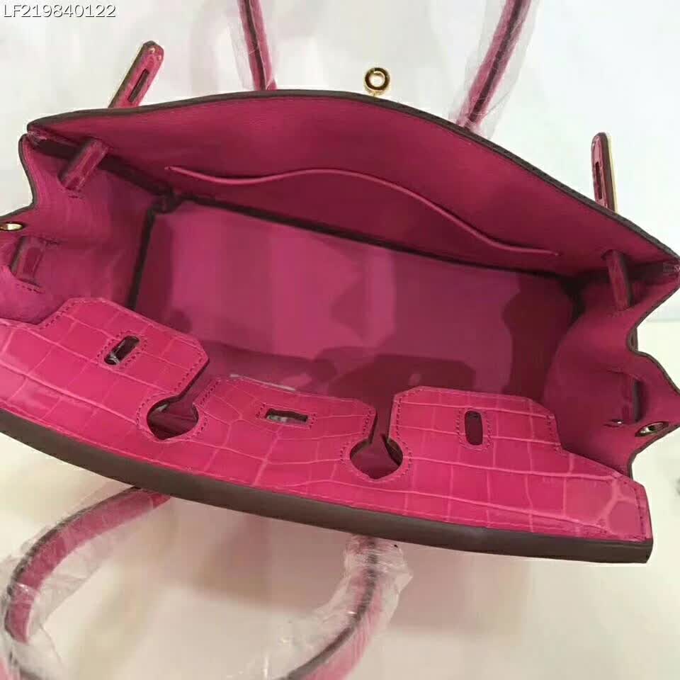 Hermes Birkin 30 Bag in Alligator Leather with Gold Hardware-Pink - image 7