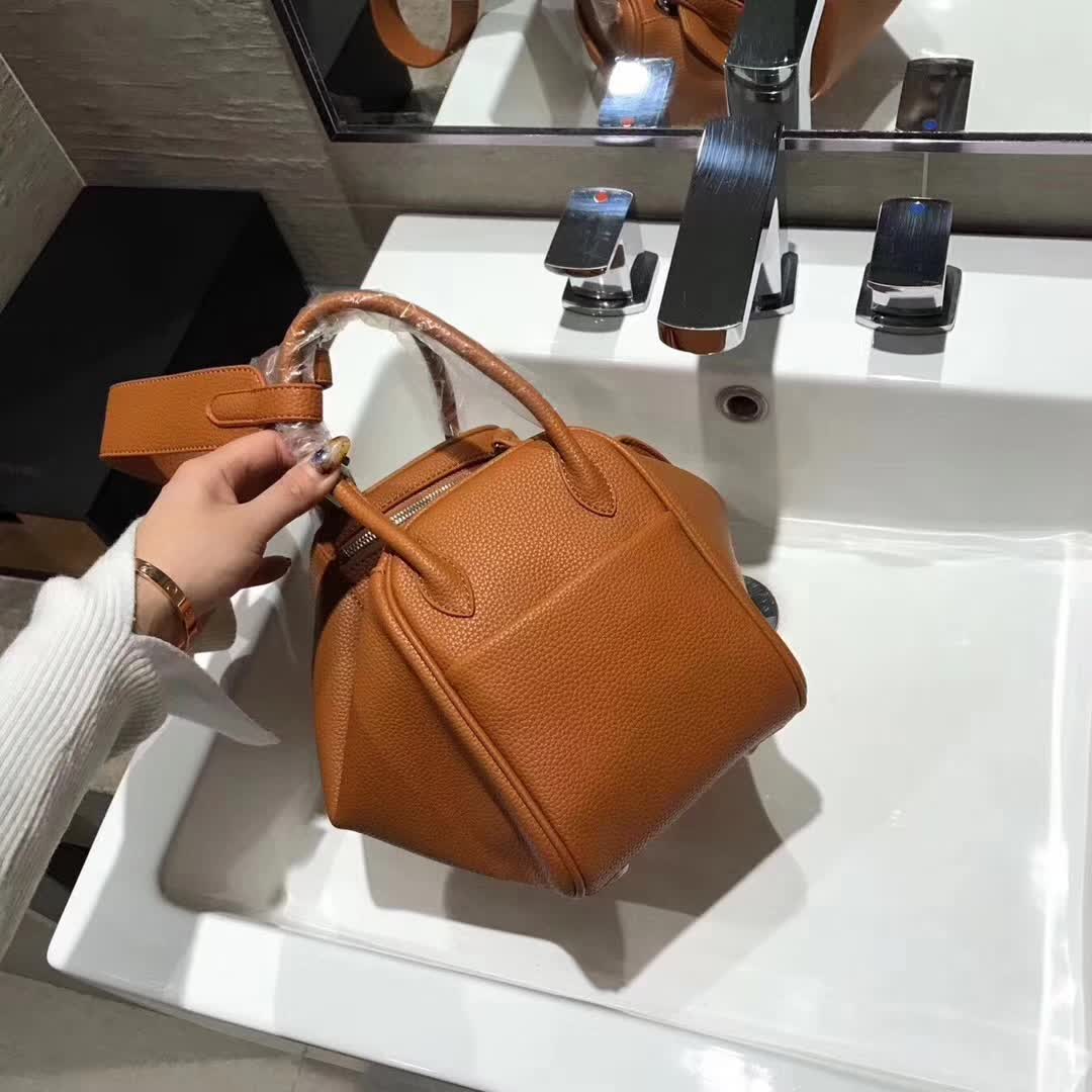Hermes Lindy 30 Top Flap Leather Bag with Strap-Brown - image 7
