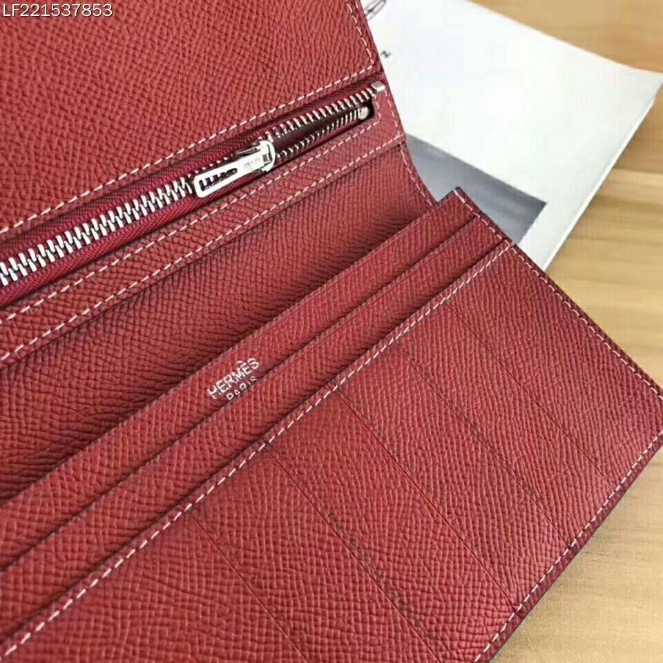 Hermes Medium Bearn Wallet in Epsom Calfskin Leather-Red - image 8