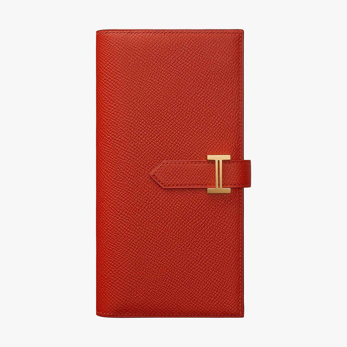 Front view of Hermes Medium Bearn Wallet in red Epsom leather