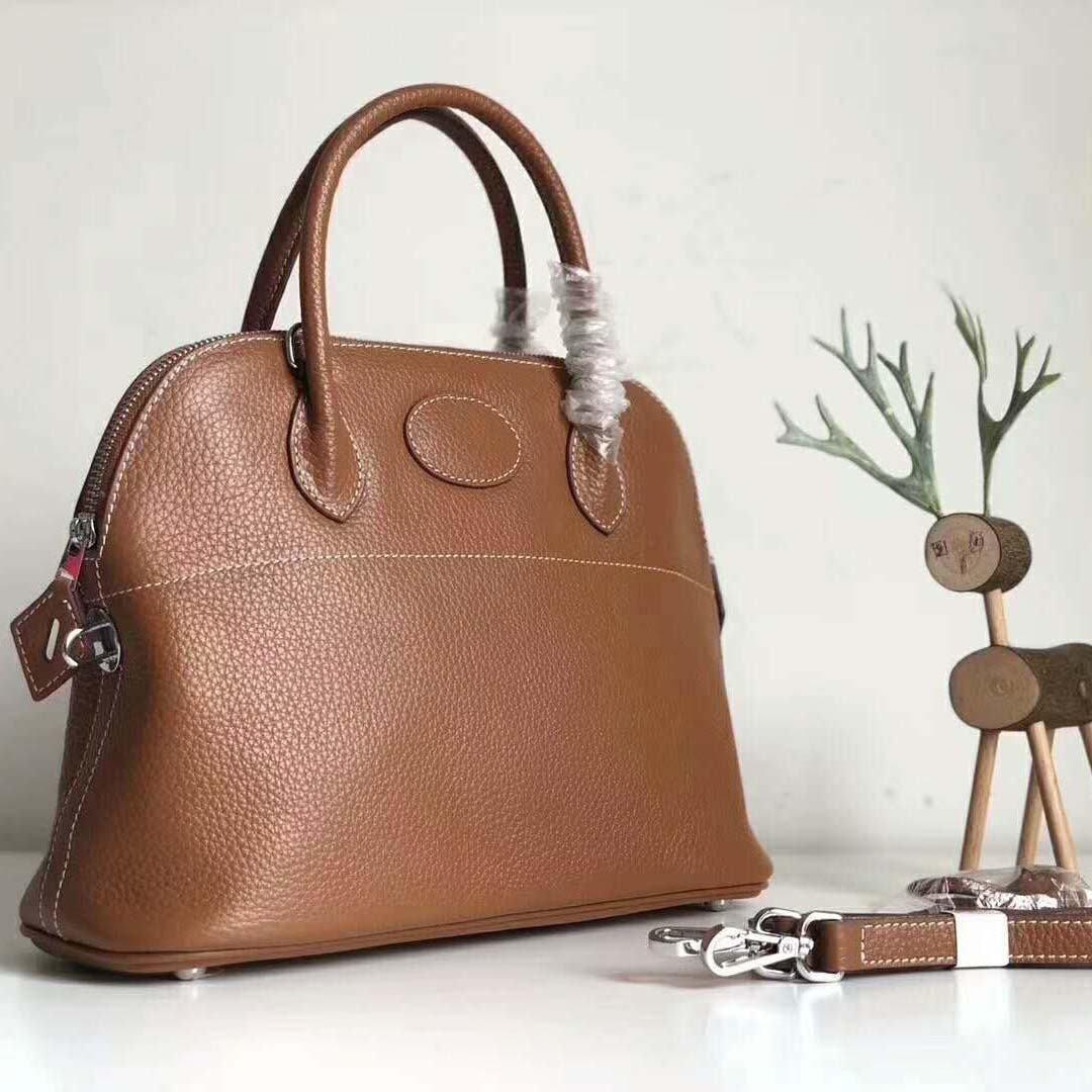Hermes Women Bolide 31 bag in Taurillon Clemence Leather-Brown - image 4