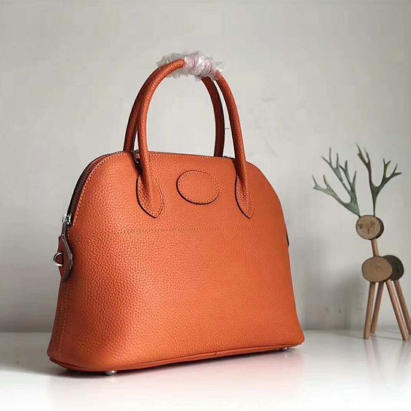 Hermes Women Bolide 31 bag in Taurillon Clemence Leather-Orange - image 4