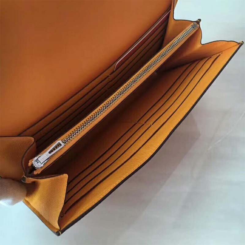 Hermes Women Constance Long Wallet in Calfskin Leather-Orange - image 5