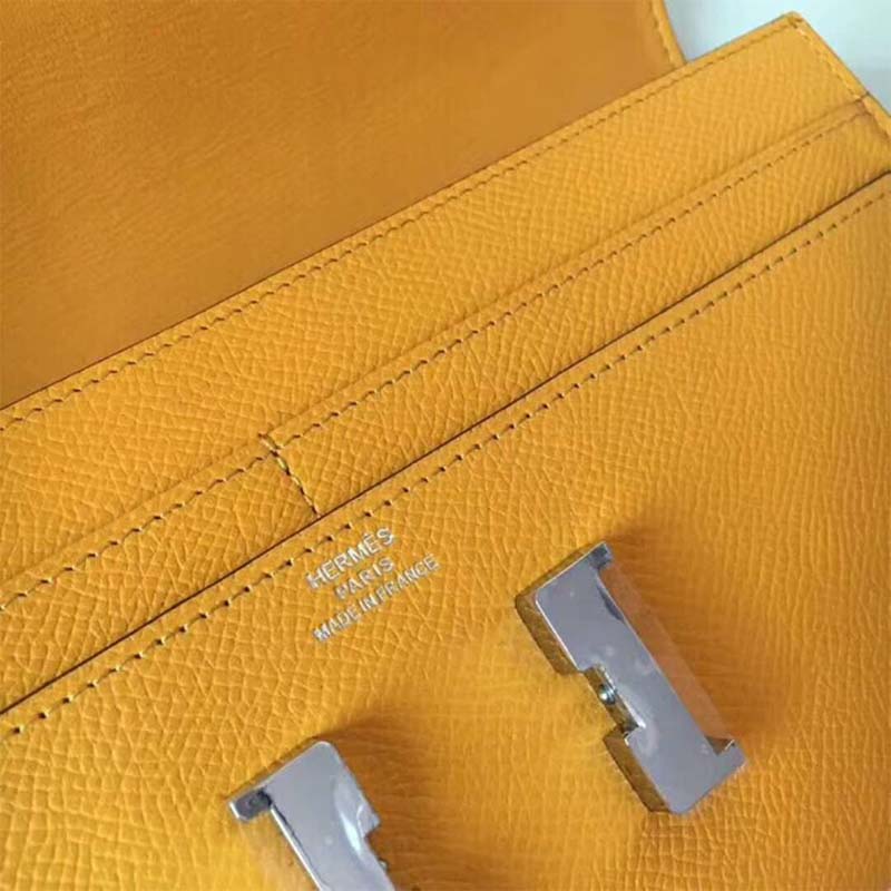 Hermes Women Constance Long Wallet in Calfskin Leather-Orange - image 6