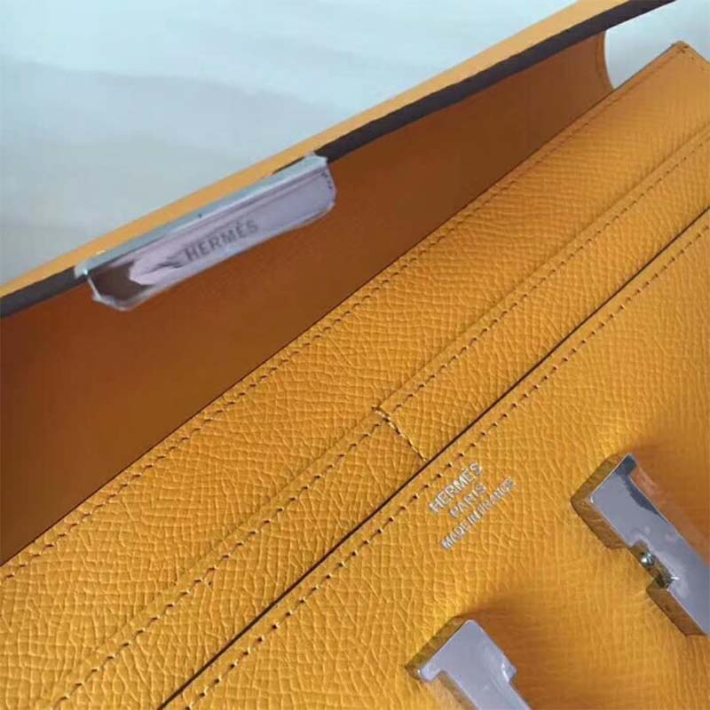 Hermes Women Constance Long Wallet in Calfskin Leather-Orange - image 7