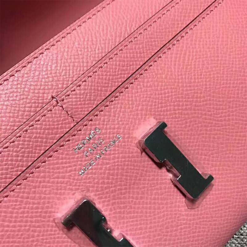 Hermes Women Constance Long Wallet in Calfskin Leather-Pink - image 7
