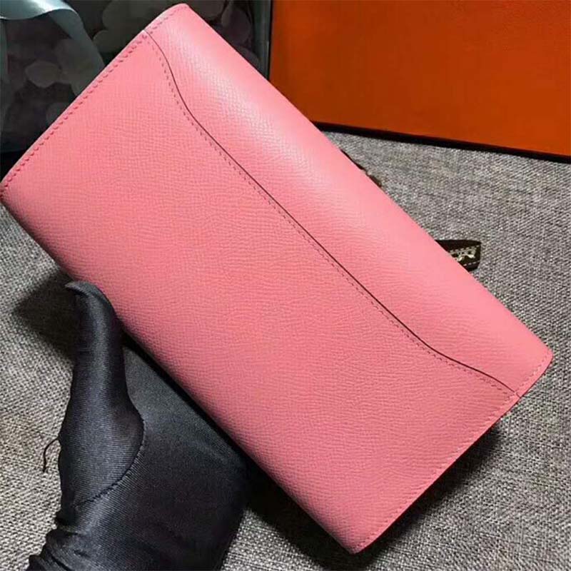 Hermes Women Constance Long Wallet in Calfskin Leather-Pink - image 4