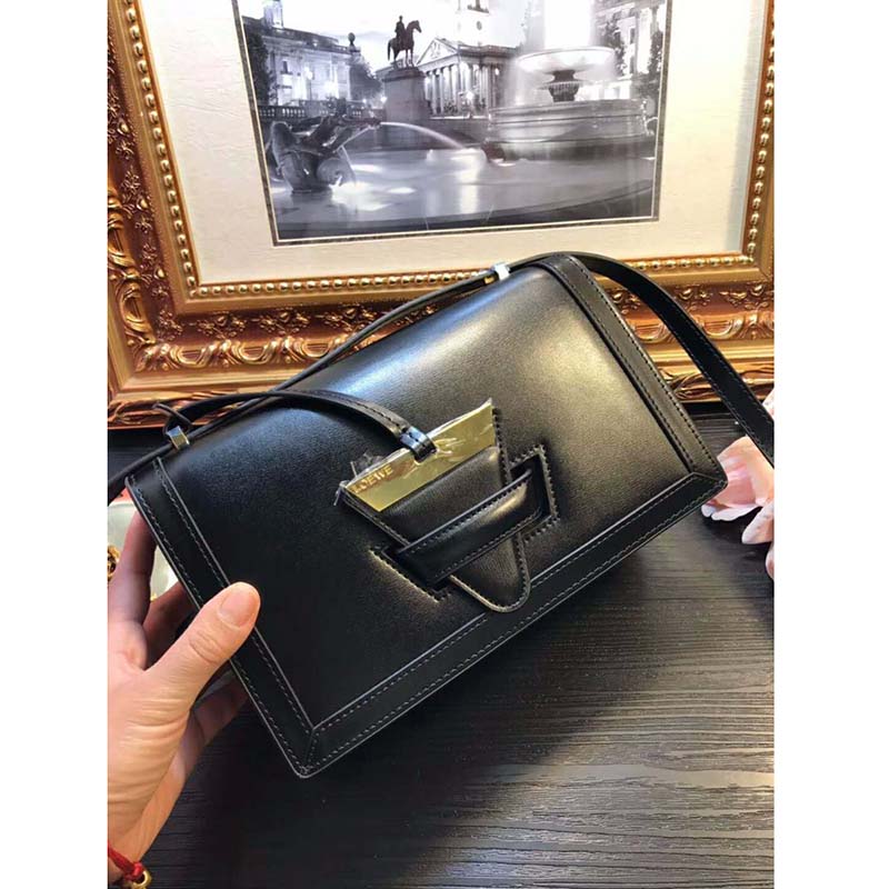 Side angle showing compact silhouette of Loewe Women Barcelona Small Bag