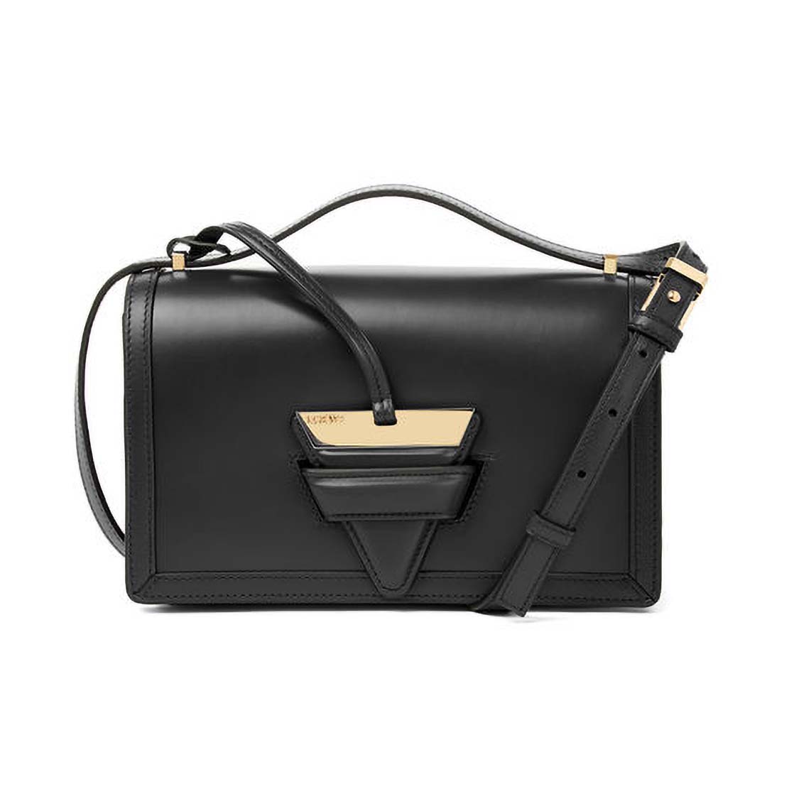 Front view of Loewe Women Barcelona Small Bag in black calfskin leather