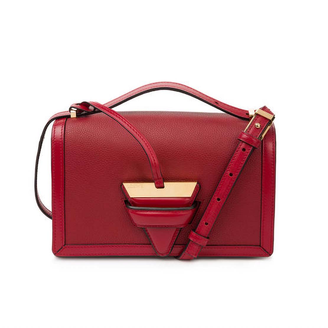 Front view of Loewe Women Barcelona Small Bag in Calfskin Leather-Red