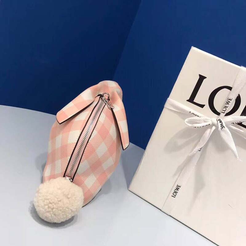 Loewe Women Bunny Gingham Mini Bag Salmon in Calfskin - image 4