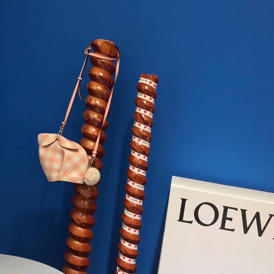 Loewe Women Bunny Gingham Mini Bag Salmon in Calfskin - image 5
