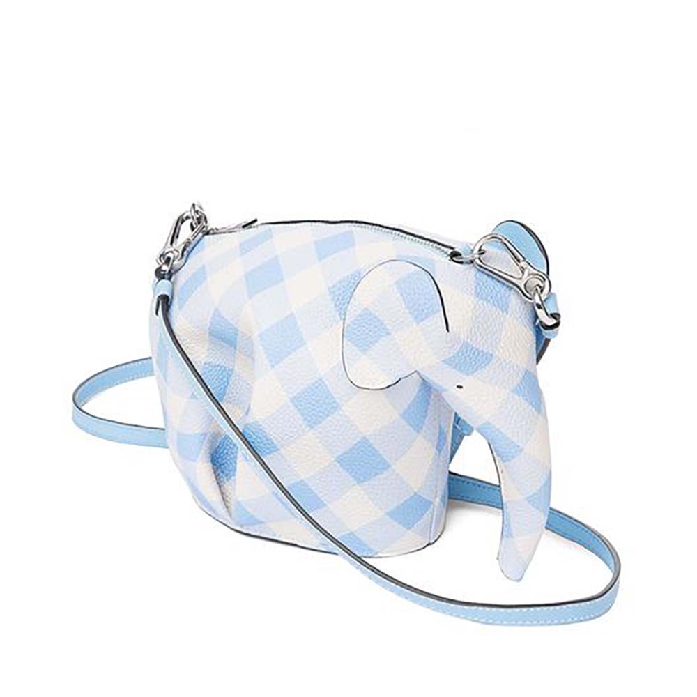 Front view of Loewe Women Elephant Gingham Mini Bag Soft Blue