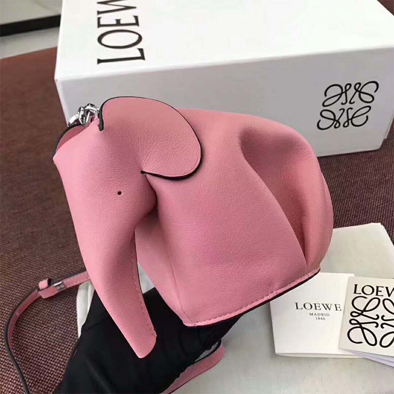 Side angle showing adjustable strap of Loewe Women Elephant Mini Bag