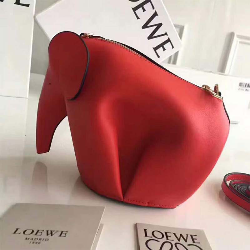Loewe Women Elephant Mini Bag in Calfskin-Red - image 4