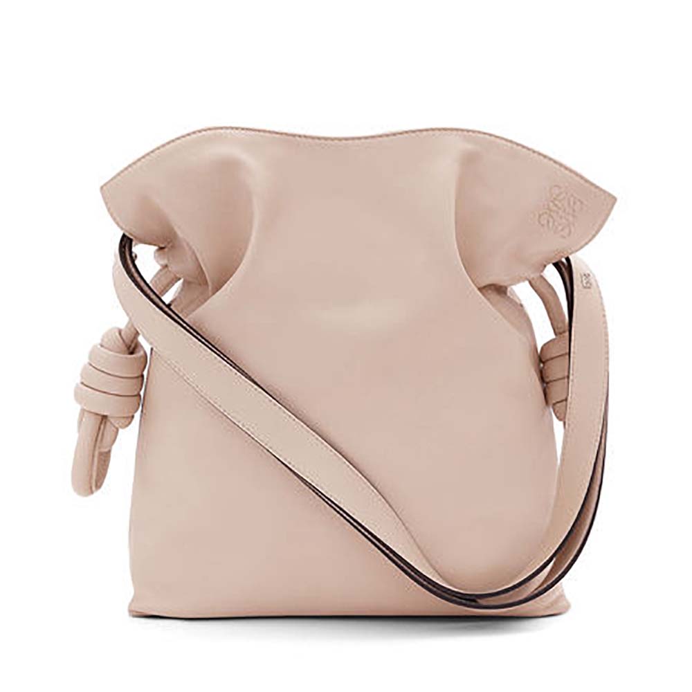 Front view of Loewe Women Flamenco Knot Bag Ash in Nappa Leather
