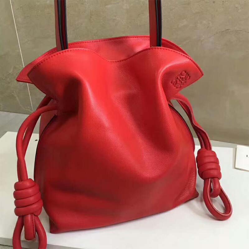 Side profile showing silhouette and strap of Loewe Women Flamenco Knot Bag